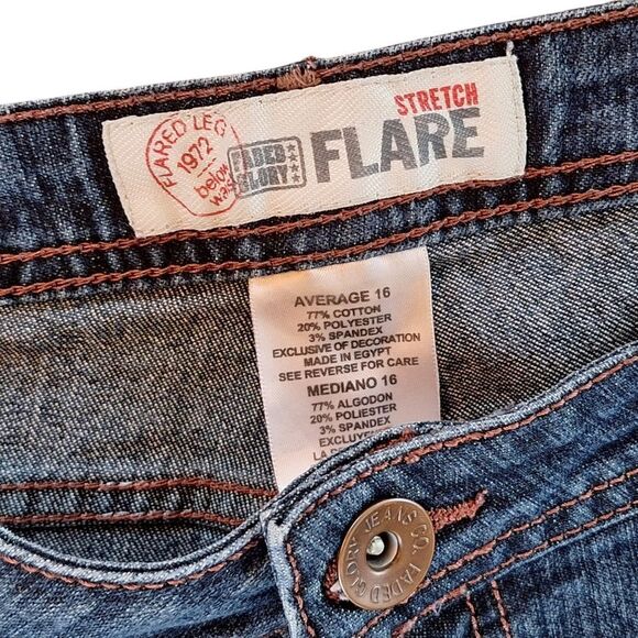 Faded Glory Stretch Flare Blue Jeans Plus Size 16 Dark Wash Denim Below Waist - Picture 3 of 13
